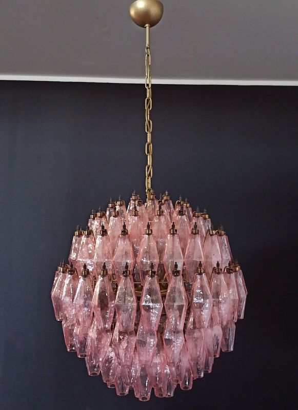 Винтажная люстра Murano Chandelier 140 Pink Poliedri Glass