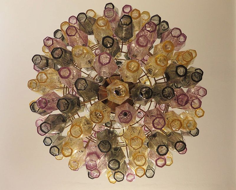 Винтажная люстра Murano Chandelier 140 Multicolored Poliedri Glass