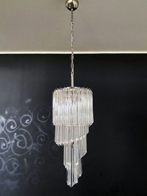 Винтажная люстра Murano Chandelier 54 Clear Prism Glass