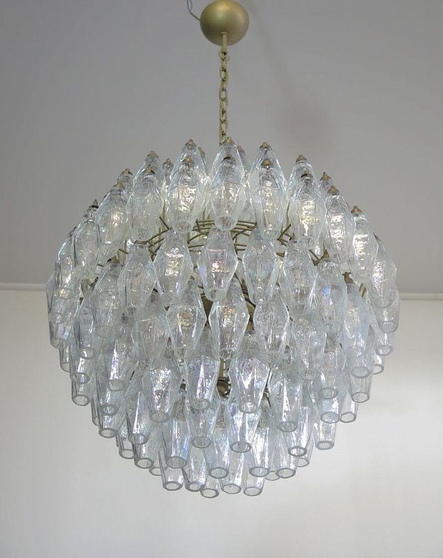 Винтажная люстра Murano Chandelier 140 Iris Clear Poliedri Glass