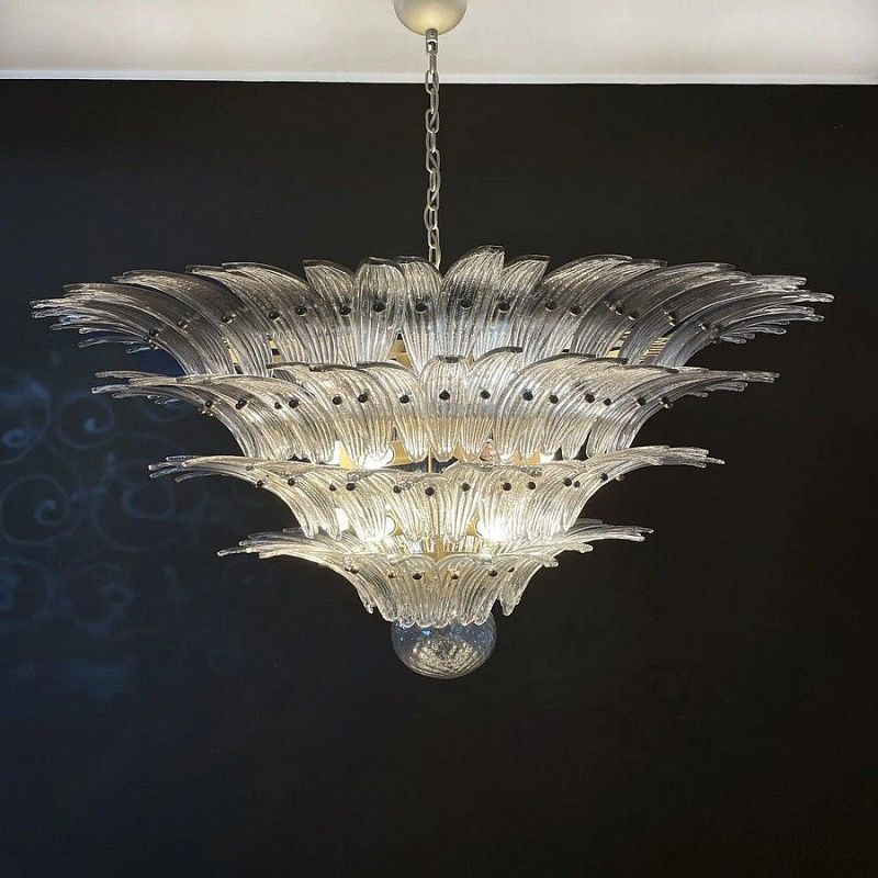 Винтажная люстра Murano Chandelier 163 Smoke-colored Palmette Glass