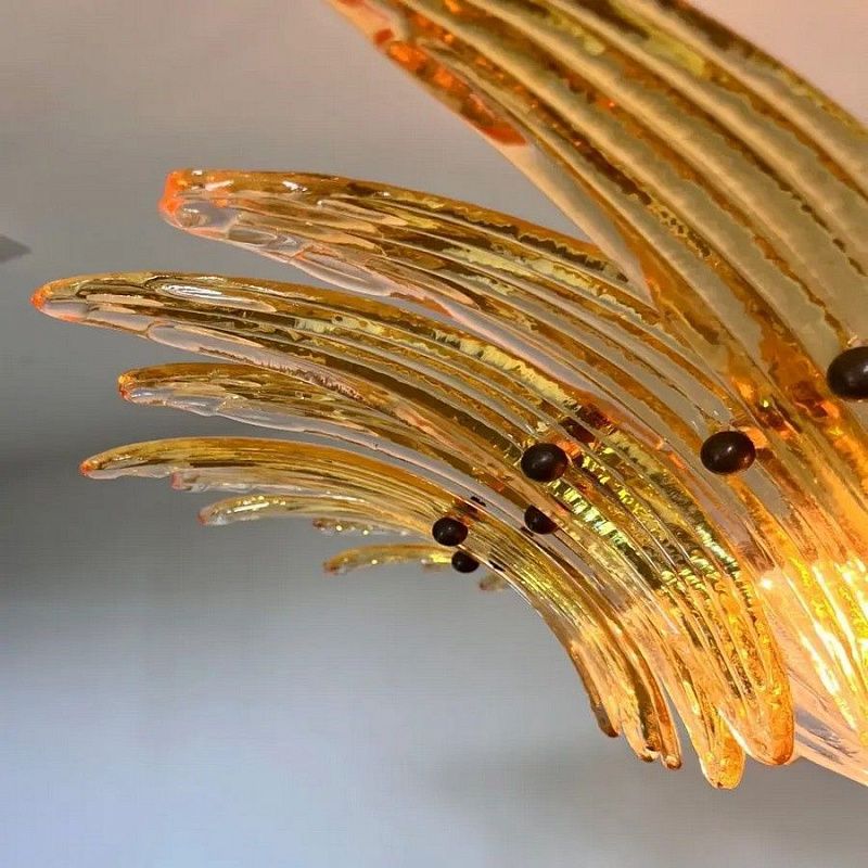 Винтажная люстра Murano Chandelier 36 Yellow Palmette Glass