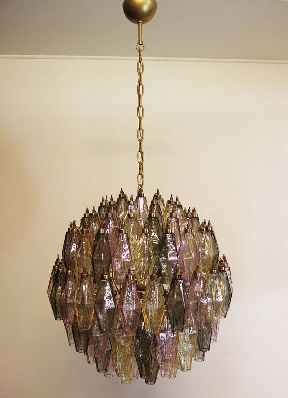 Винтажная люстра Murano Chandelier 140 Multicolored Poliedri Glass