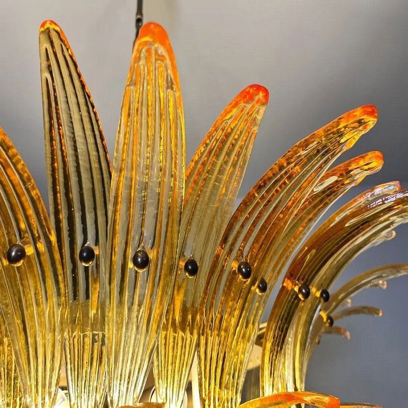 Винтажная люстра Murano Chandelier 82 Yellow Palmette Glass