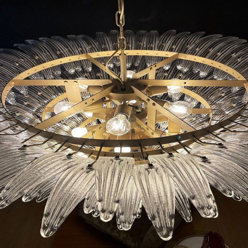 Винтажная люстра Murano Chandelier 163 Clear Palmette Glass