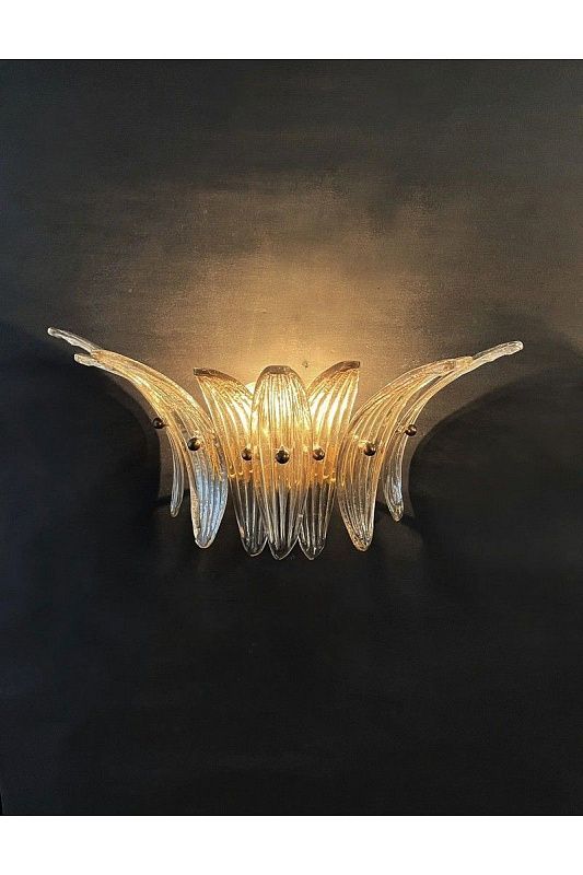 Настенный светильник Murano Wall Lamp 9 Smoke-Colored Palmette Glass