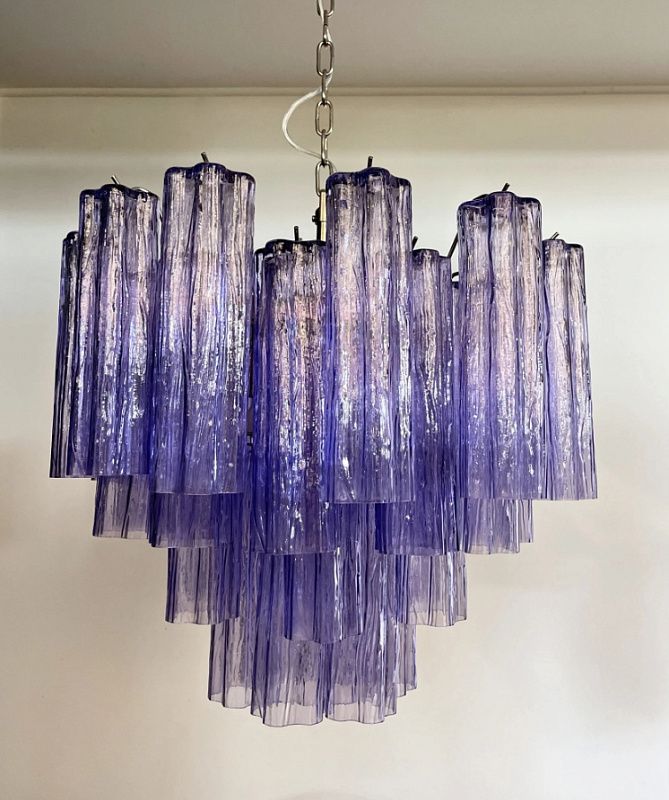 Винтажная люстра Murano Chandelier 36 Purple Glass Tubes