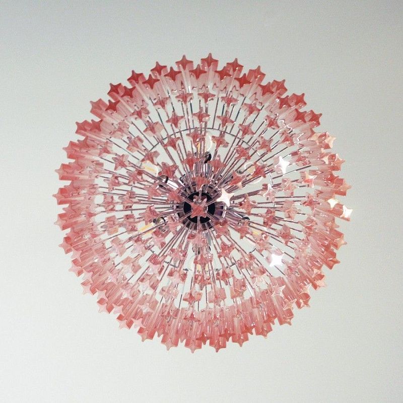 Винтажная люстра Murano Chandelier 163 Pink Prism Glass