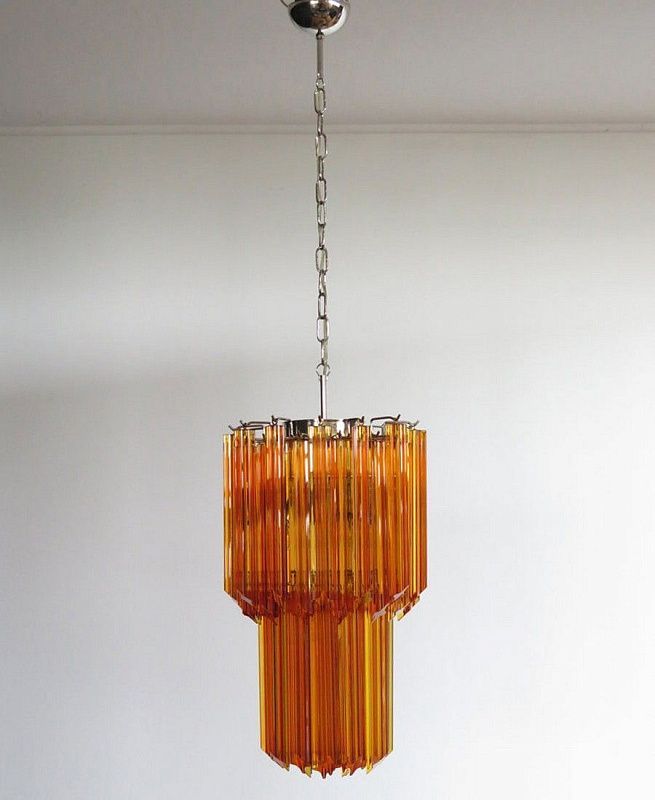 Винтажная люстра Murano Chandelier 46 Yellow Prism Glass