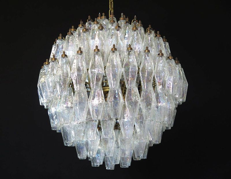 Винтажная люстра Murano Chandelier 140 Iris Clear Poliedri Glass