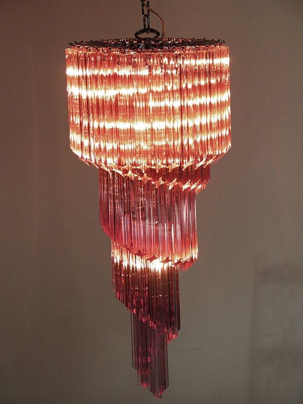 Винтажная люстра Murano Chandelier 86 Pink Prism Glass