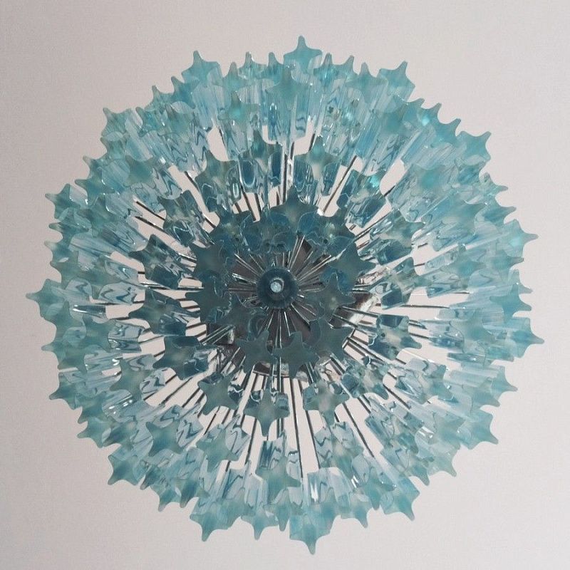 Винтажная люстра Murano Chandelier 107 Blue Prism Glass