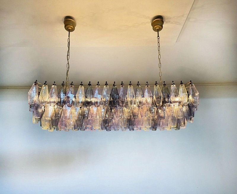 Винтажная люстра Murano Chandelier 138 Multicolored Poliedri Glass