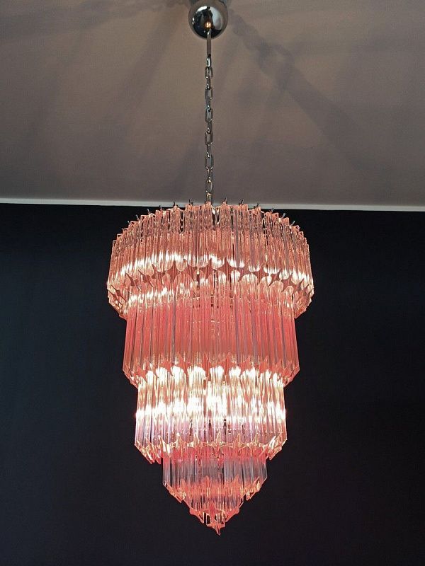 Винтажная люстра Murano Chandelier 112 Pink Prism Glass