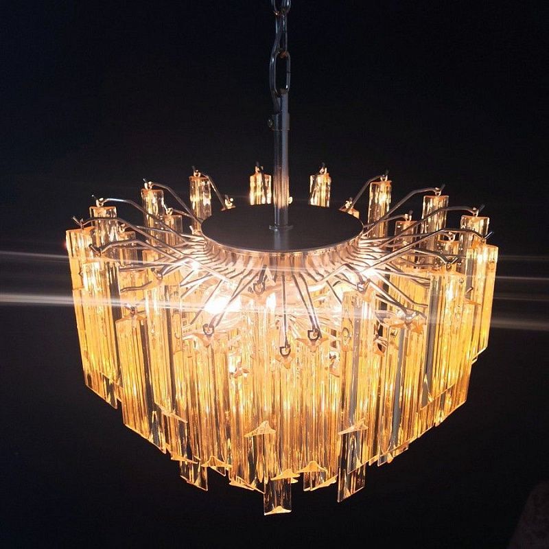 Винтажная люстра Murano Chandelier 107 Clear and Yellow Prism Glass
