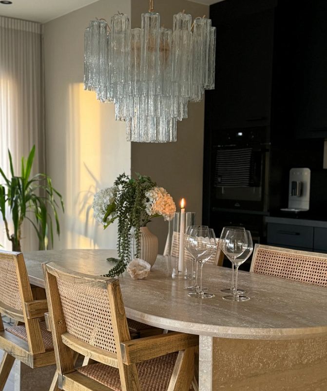 Винтажная люстра Murano Chandelier 36 Clear Glass Tubes