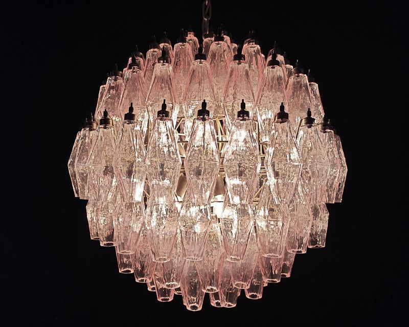 Винтажная люстра Murano Chandelier 140 Pink Poliedri Glass