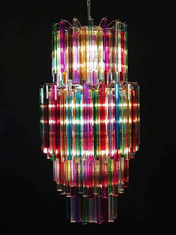 Винтажная люстра Murano Chandelier 242-1 Multicolored Prism Glasses