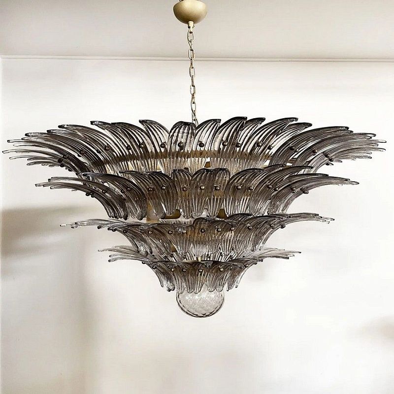 Винтажная люстра Murano Chandelier 163 Smoke-colored Palmette Glass