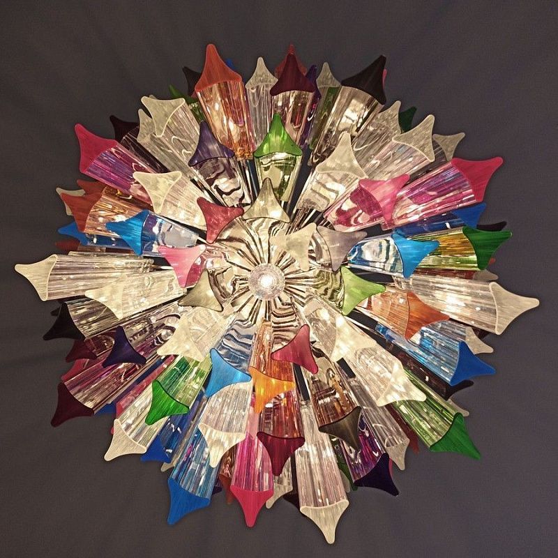 Винтажная люстра Murano Chandelier 107-1 Multicolored Prism Glasses