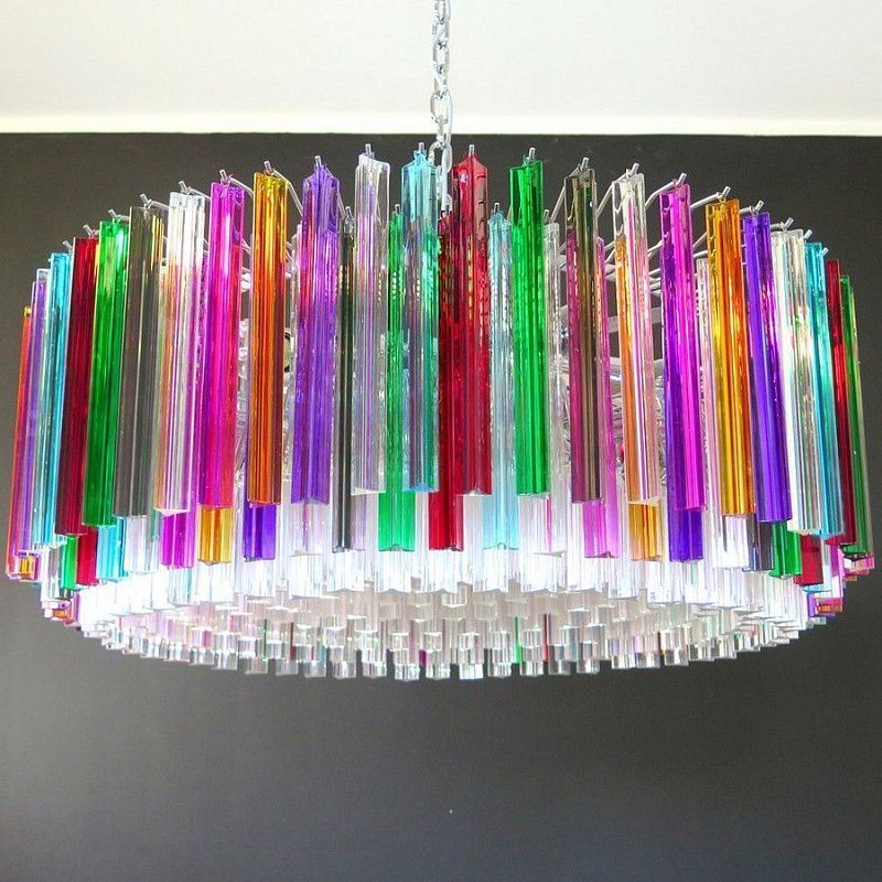 Винтажная люстра Murano Chandelier 391 Multicolored Prism Glass