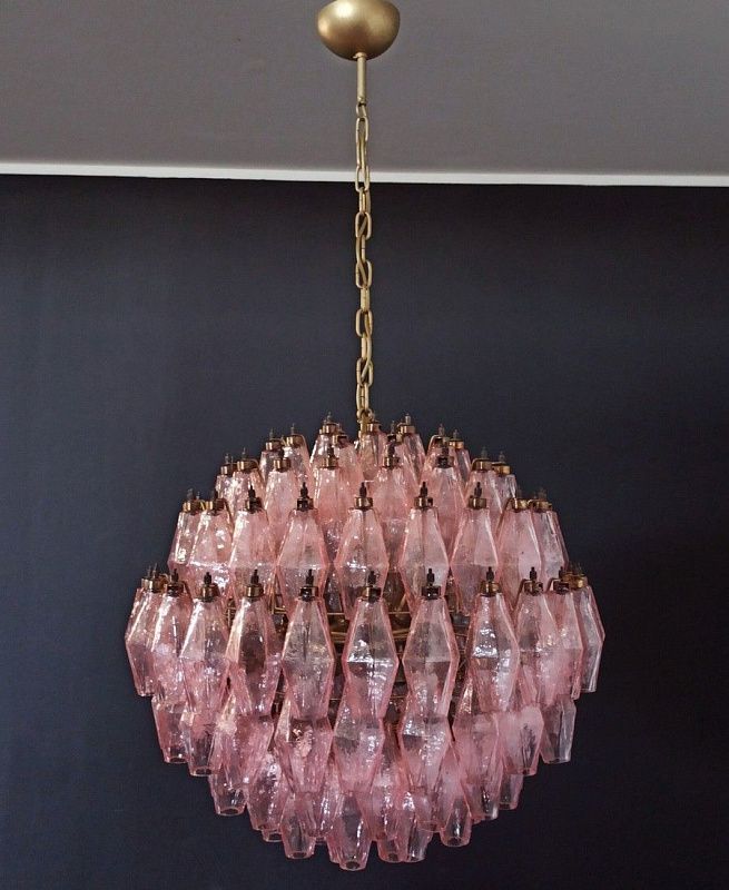 Винтажная люстра Murano Chandelier 140 Pink Poliedri Glass