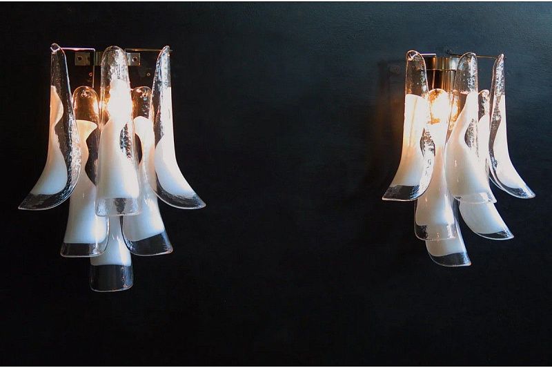Настенный светильник Murano Wall Lamp 6 White Petal Glass