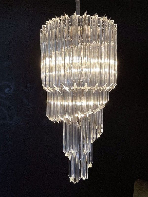 Винтажная люстра Murano Chandelier 54 Clear Prism Glass