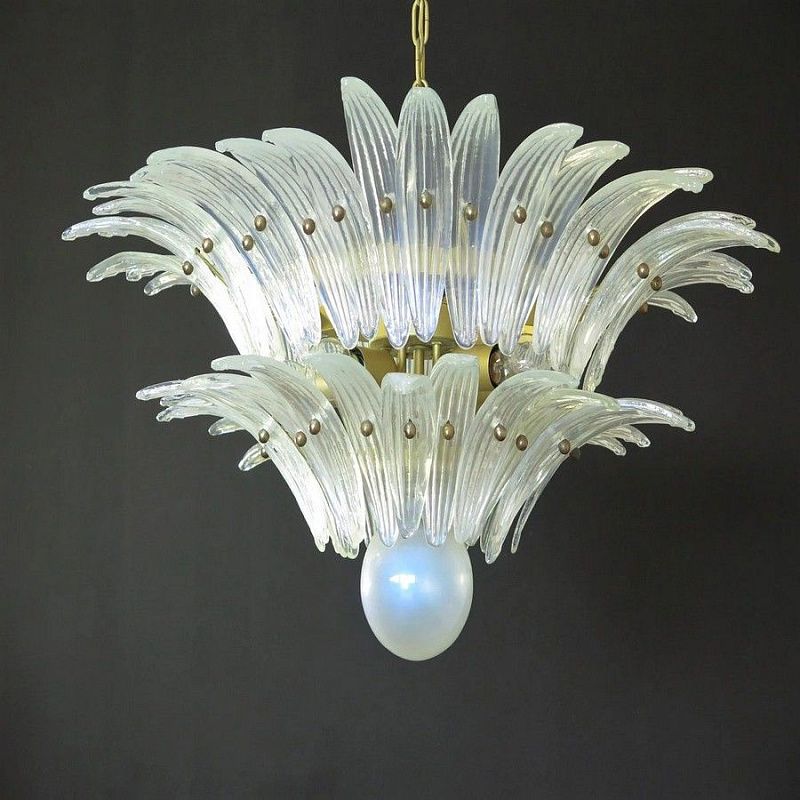 Винтажная люстра Murano Chandelier 58 Iris-Clear Palmette Glass