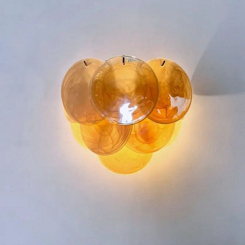 Настенный светильник Murano Wall Lamp 10 Alabaster Gold Disk Glass