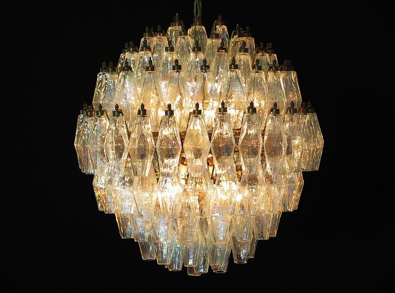 Винтажная люстра Murano Chandelier 140 Iris Clear Poliedri Glass